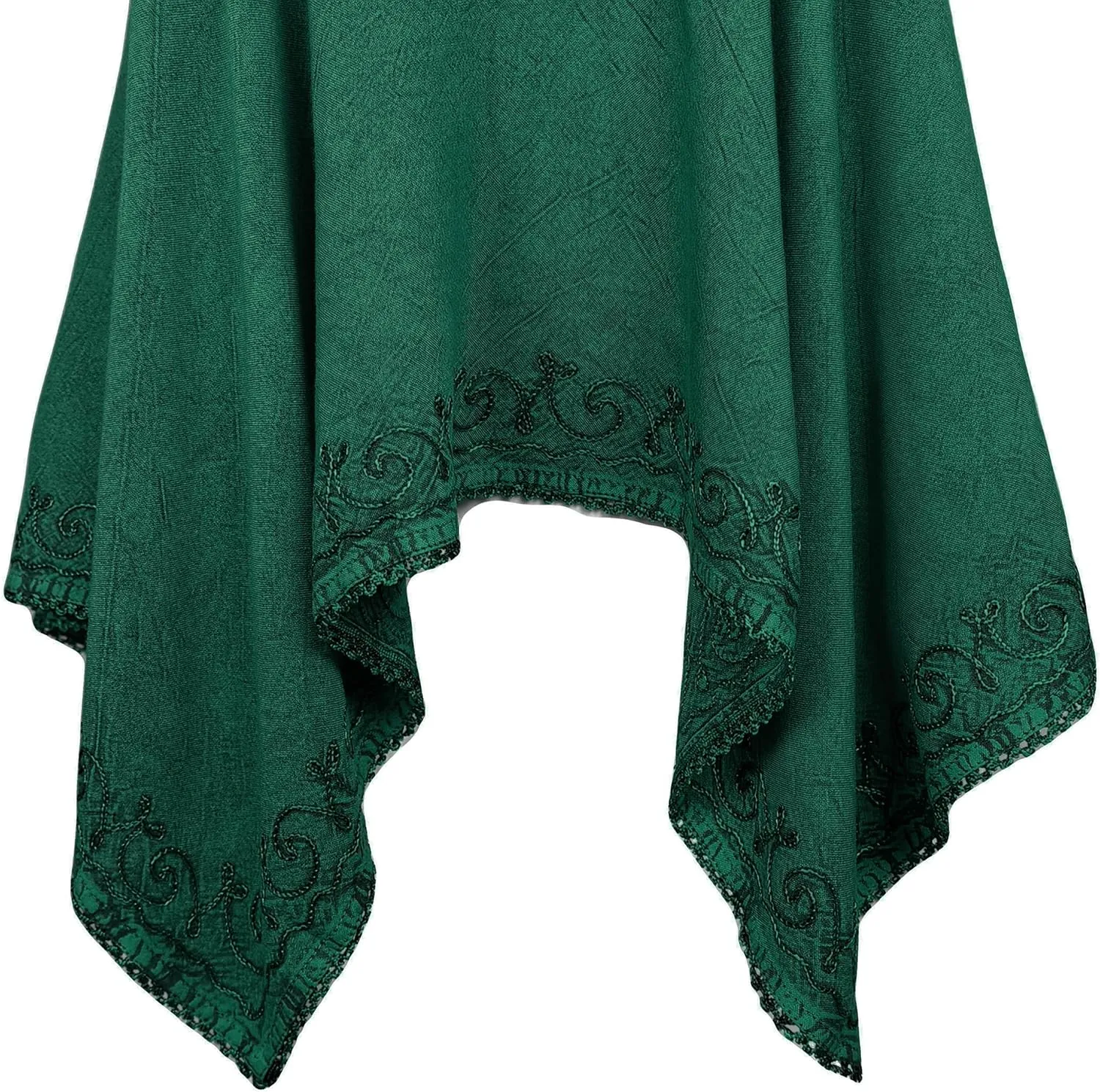 Agan Traders 2025 Summer Asymmetrical Handkerchief Diamond Neck Embroidered Tops - Empire Waist Cap Sleeve Women's Blouse