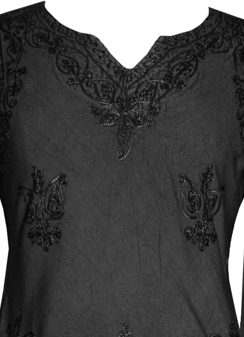 Agan Traders 2025 Summer Long Sleeve Diamond Neck Fall Embroidered Tops - Medieval Boho Vintage Tunic Kurta Blouses for Women