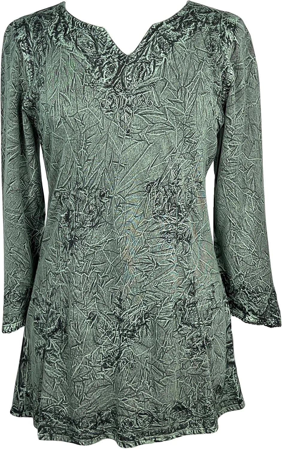 Agan Traders 2025 Summer Long Sleeve Diamond Neck Fall Embroidered Tops - Medieval Boho Vintage Tunic Kurta Blouses for Women