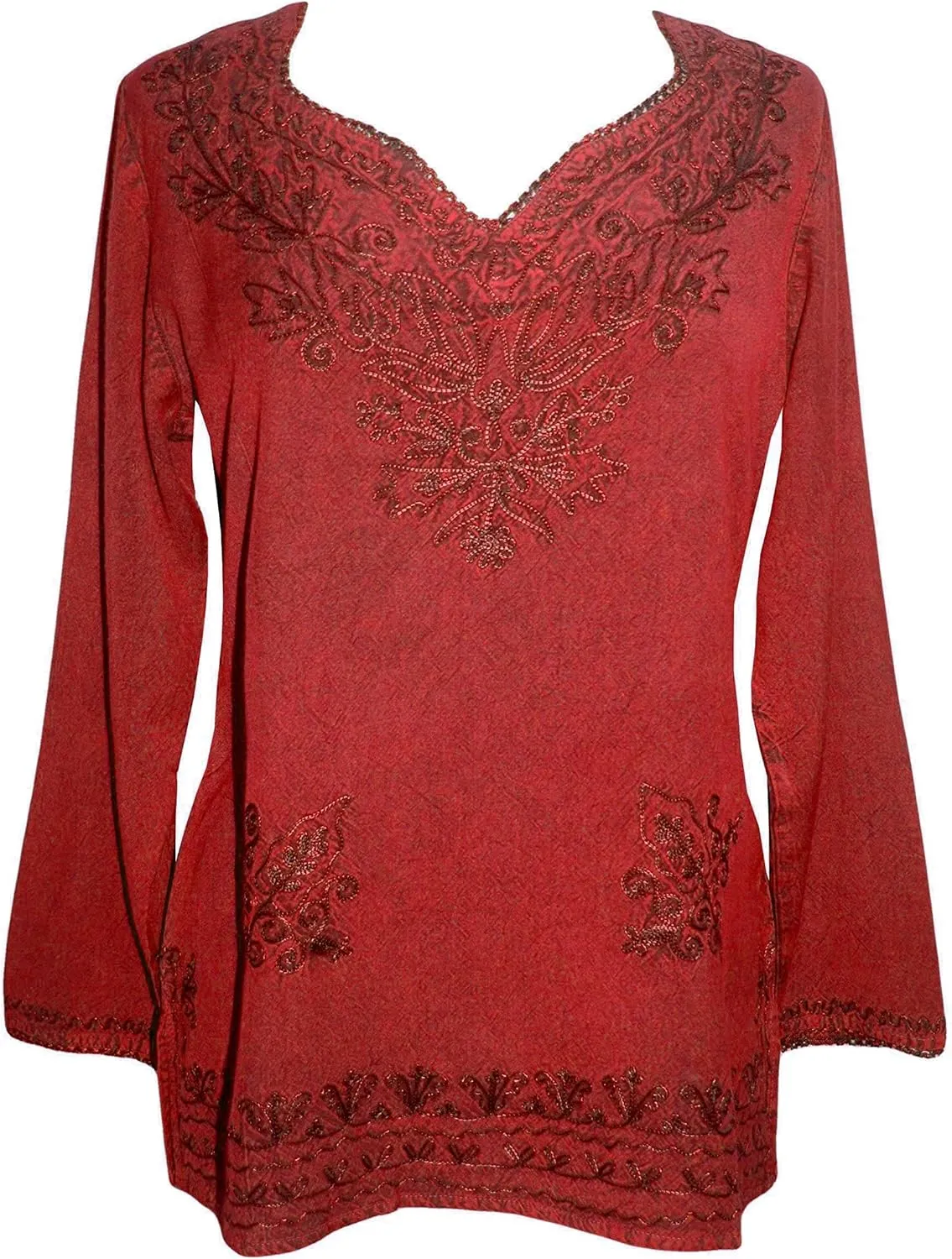 Agan Traders 2025 Summer Long Sleeve Embroidered Blouses - Medieval Bohemian Fall Tops - Vintage Tunic Women's Blouses Kurta