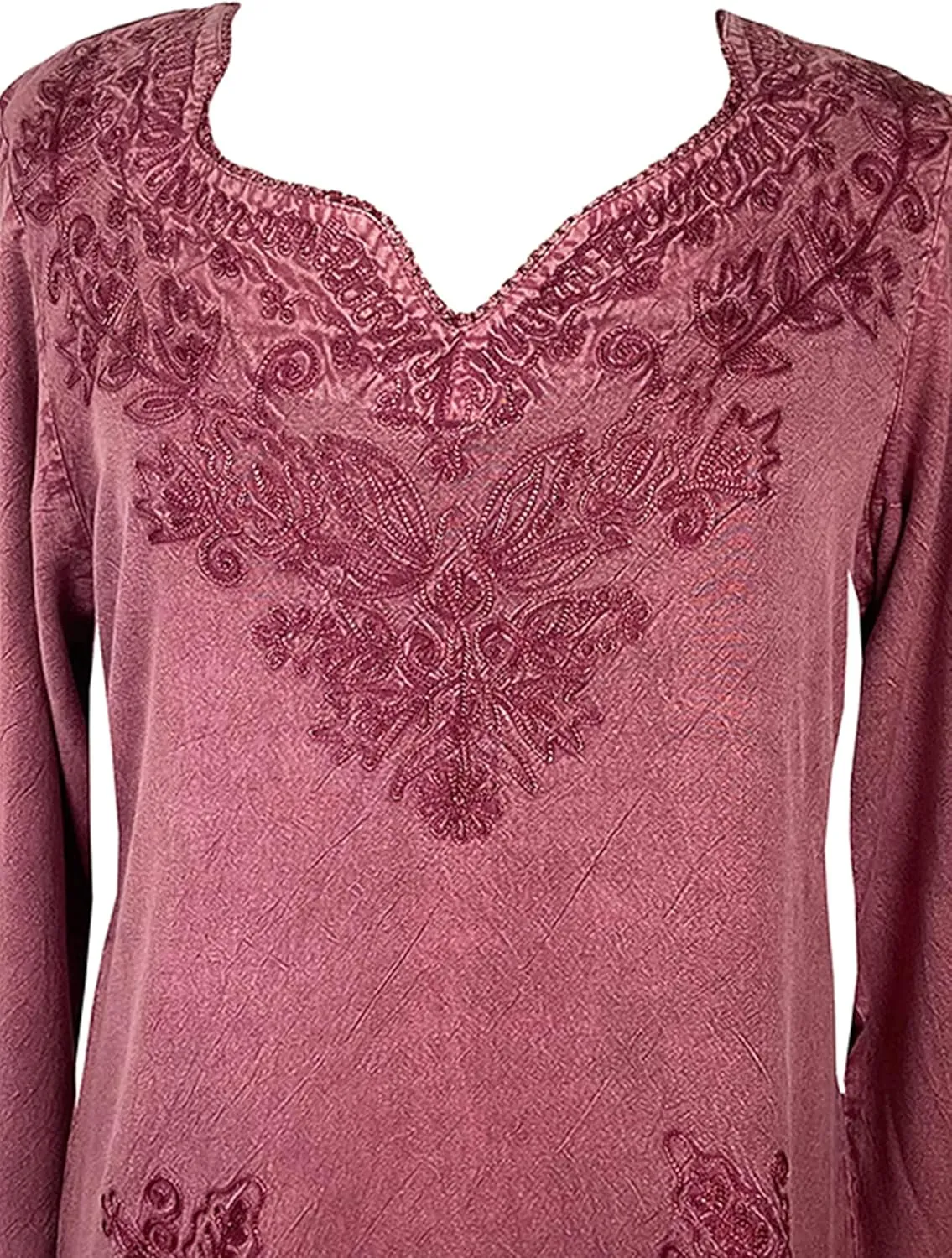 Agan Traders 2025 Summer Long Sleeve Embroidered Blouses - Medieval Bohemian Fall Tops - Vintage Tunic Women's Blouses Kurta