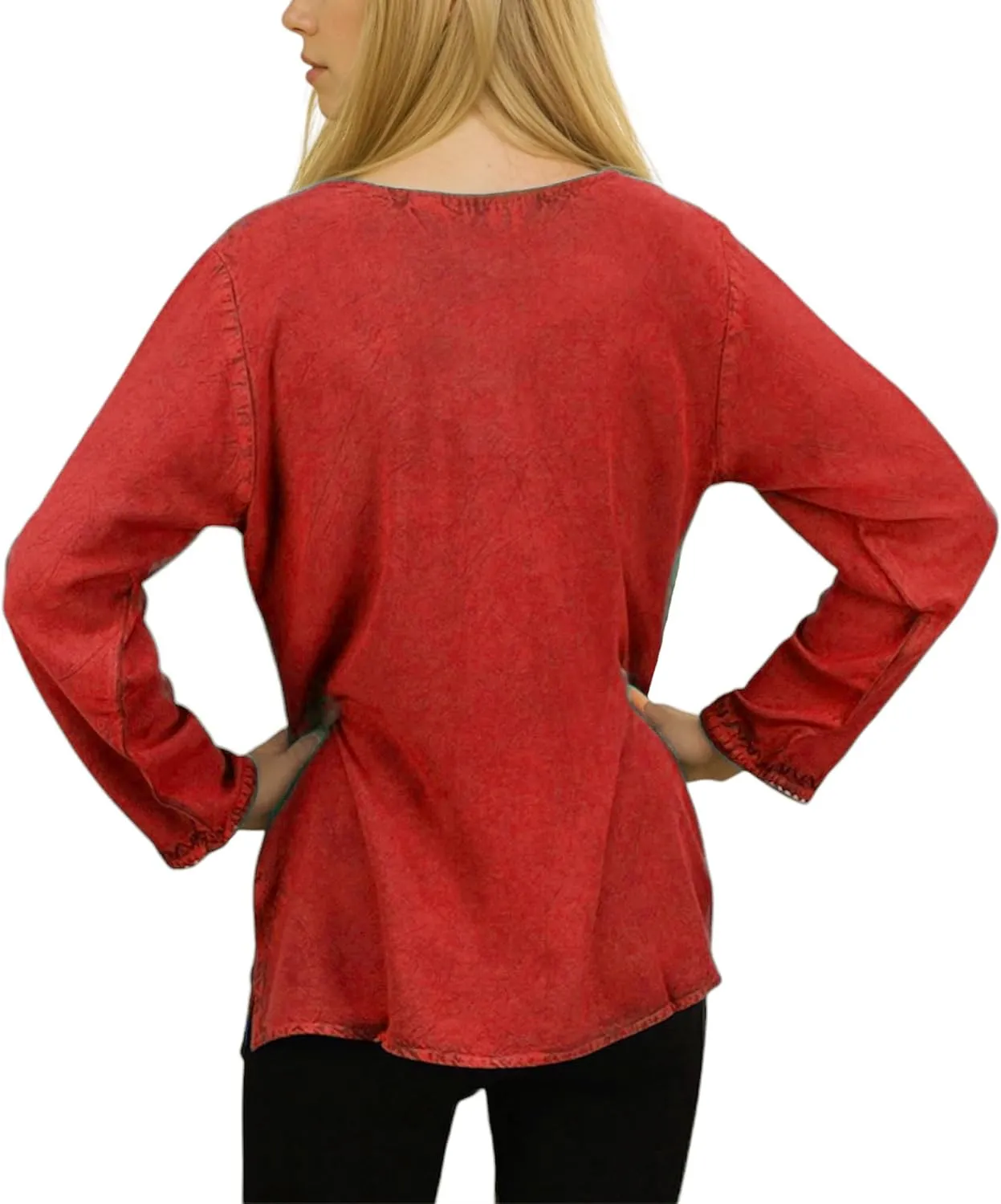 Agan Traders 2025 Summer Long Sleeve Embroidered Blouses - Medieval Bohemian Fall Tops - Vintage Tunic Women's Blouses Kurta