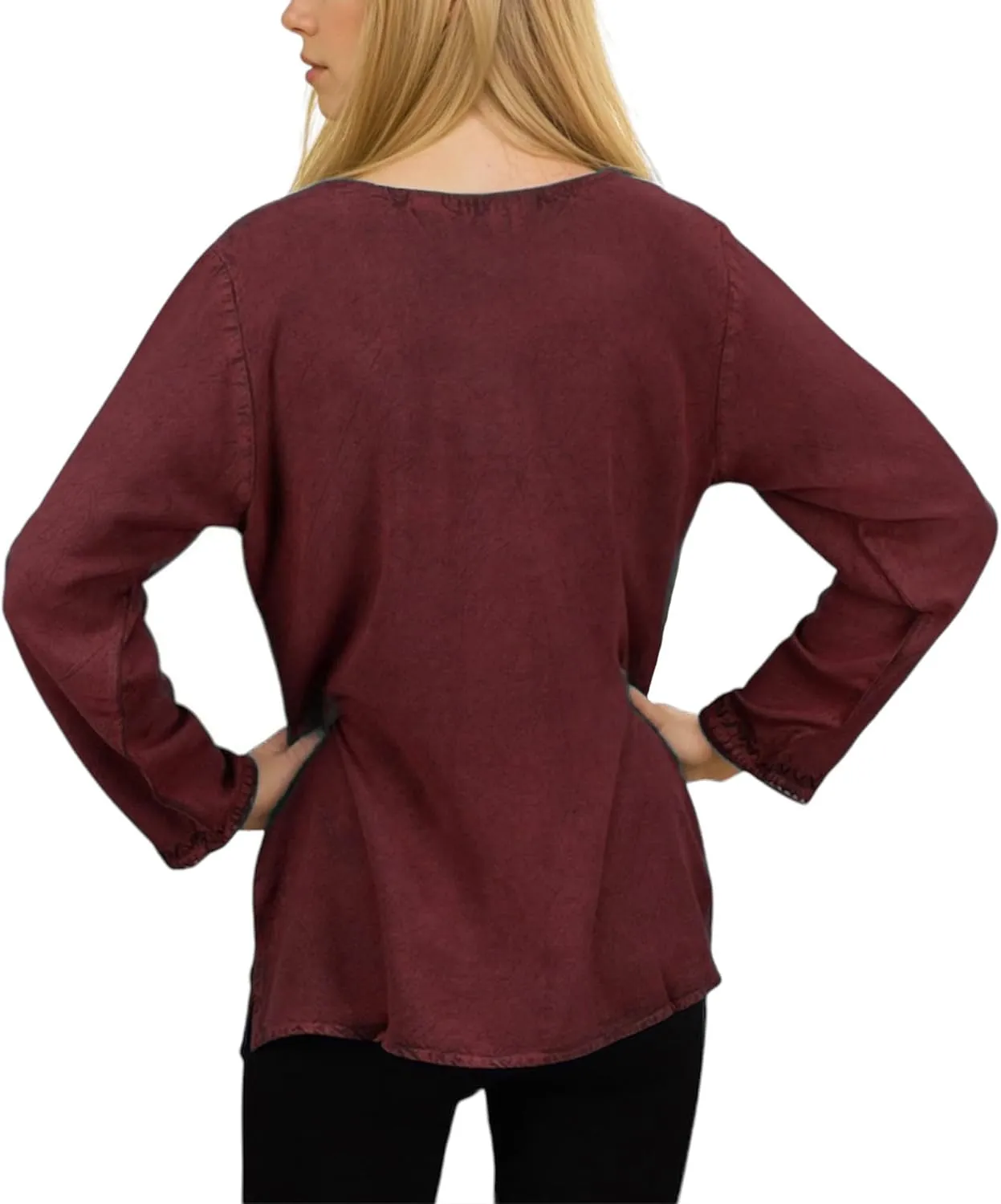 Agan Traders 2025 Summer Long Sleeve Embroidered Blouses - Medieval Bohemian Fall Tops - Vintage Tunic Women's Blouses Kurta