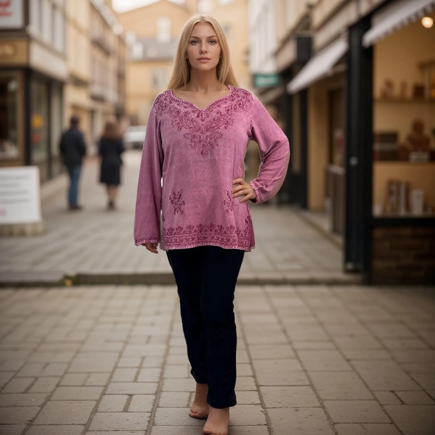 Agan Traders 2025 Summer Long Sleeve Embroidered Blouses - Medieval Bohemian Fall Tops - Vintage Tunic Women's Blouses Kurta