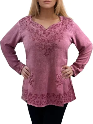 Agan Traders 2025 Summer Long Sleeve Embroidered Blouses - Medieval Bohemian Fall Tops - Vintage Tunic Women's Blouses Kurta