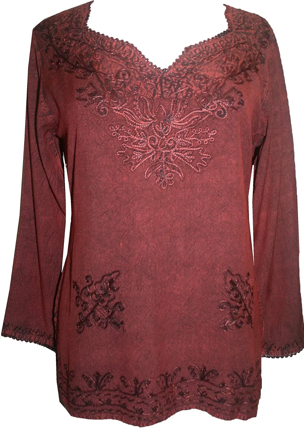 Agan Traders 2025 Summer Long Sleeve Embroidered Blouses - Medieval Bohemian Fall Tops - Vintage Tunic Women's Blouses Kurta