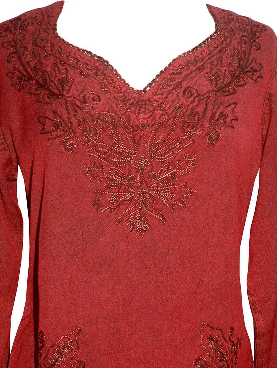 Agan Traders 2025 Summer Long Sleeve Embroidered Blouses - Medieval Bohemian Fall Tops - Vintage Tunic Women's Blouses Kurta