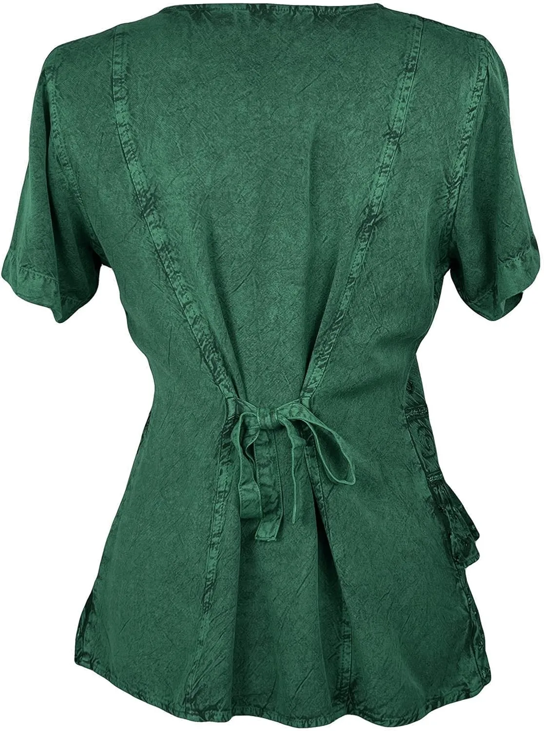 Agan Traders 2025 Summer Medieval Vintage Round Neck Women's Blouses - Short Sleeve Embroidered Tops for Women