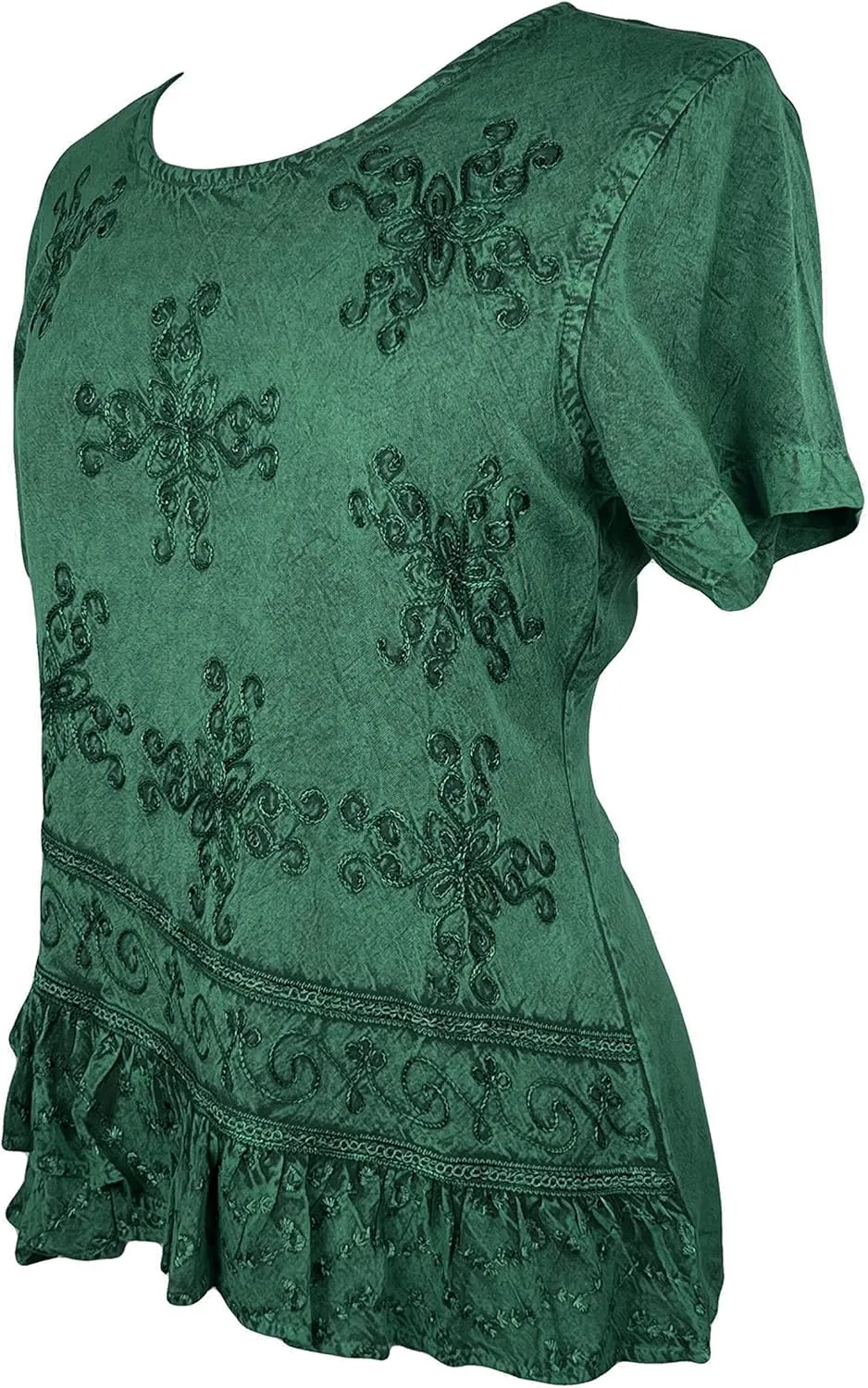 Agan Traders 2025 Summer Medieval Vintage Round Neck Women's Blouses - Short Sleeve Embroidered Tops for Women