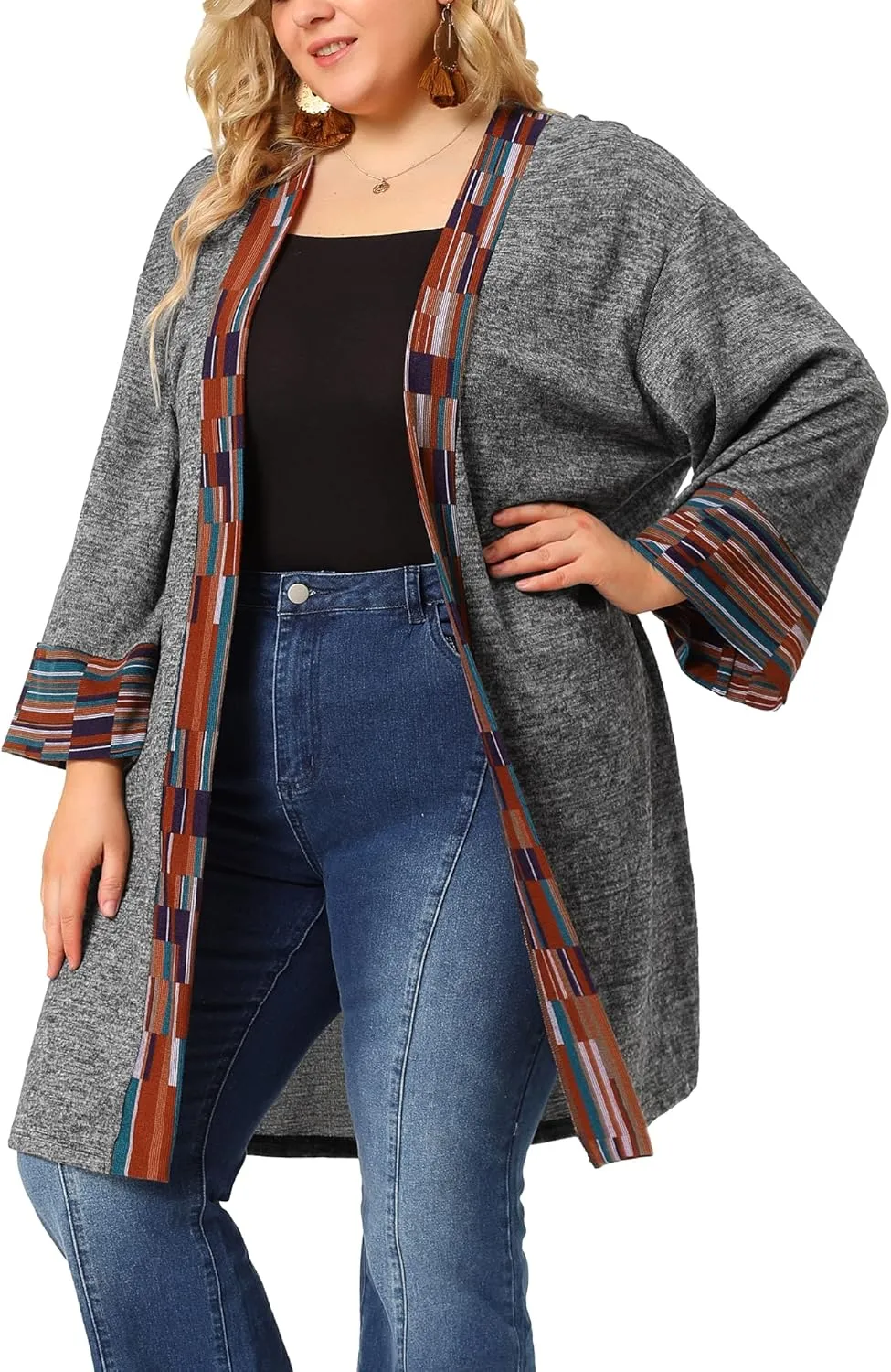 Agnes Orinda Knit Cardigan for Women Plus Size Open Front Boho Bohemian Sweater Cardigans