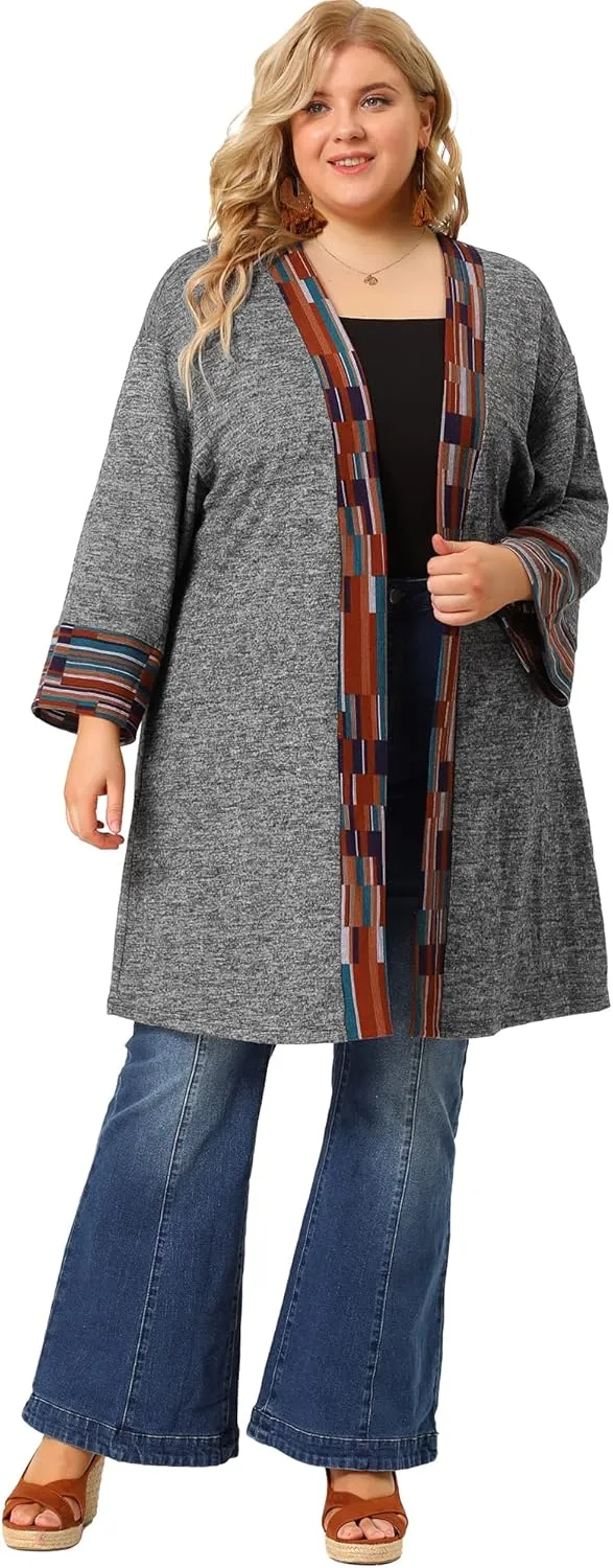 Agnes Orinda Knit Cardigan for Women Plus Size Open Front Boho Bohemian Sweater Cardigans