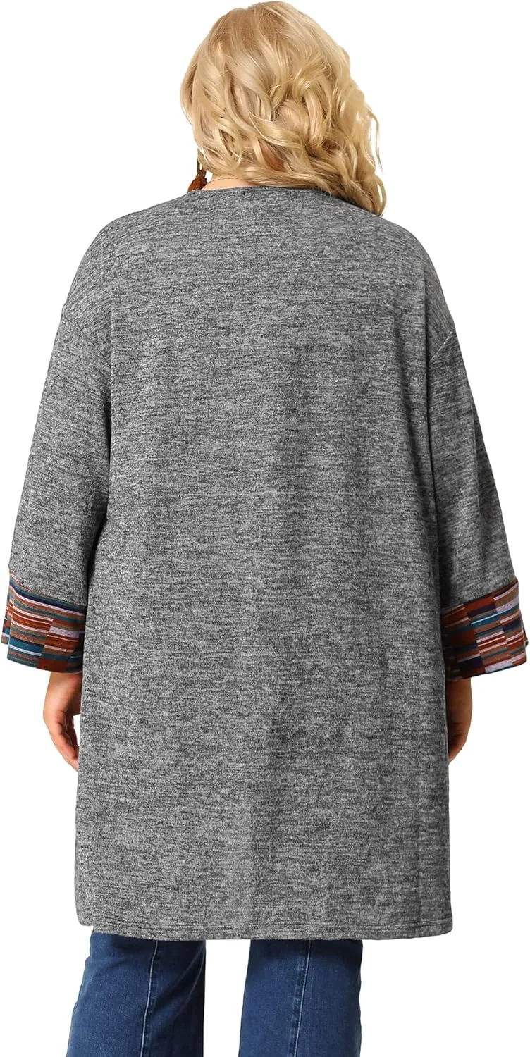 Agnes Orinda Knit Cardigan for Women Plus Size Open Front Boho Bohemian Sweater Cardigans