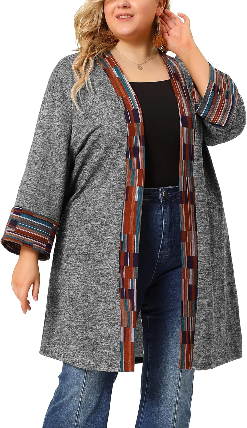 Agnes Orinda Knit Cardigan for Women Plus Size Open Front Boho Bohemian Sweater Cardigans
