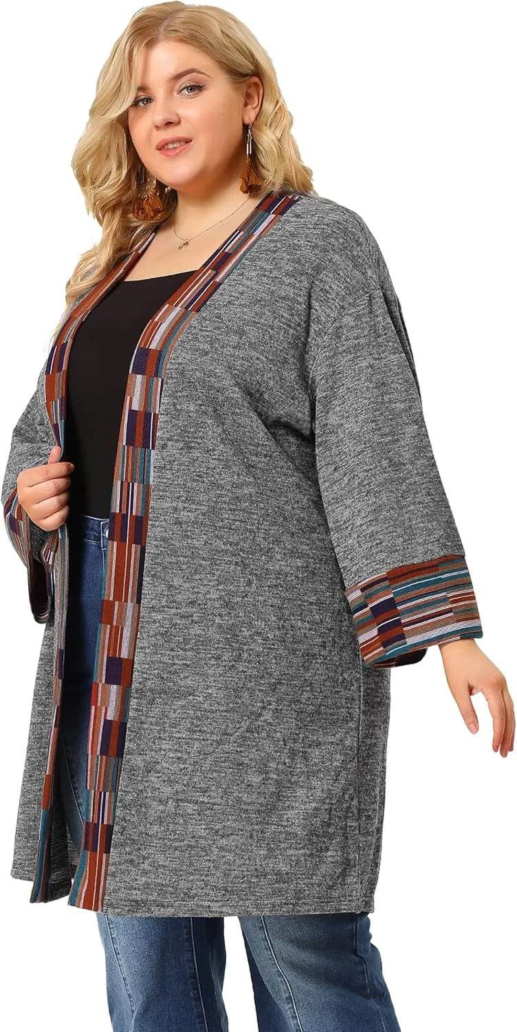 Agnes Orinda Knit Cardigan for Women Plus Size Open Front Boho Bohemian Sweater Cardigans