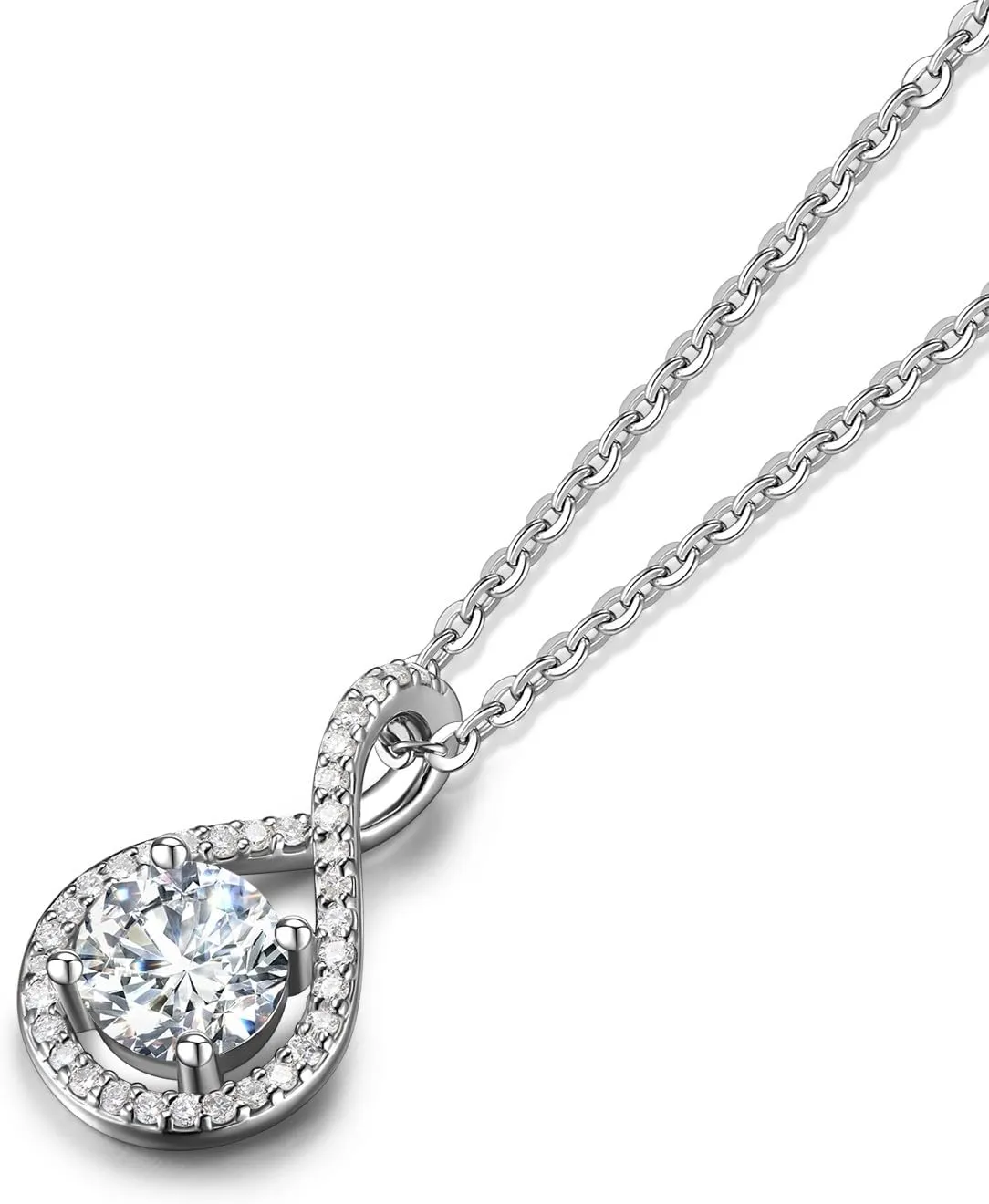 Agvana Eternal Radiance 0.43-1.25 Ct. Tw. Lab-Grown Diamond Infinity Pendant Necklace in Sterling Silver (D-E Color, VS Clarity) Fine Jewelry for Women Anniversary Birthday Gifts for Her, 16-18" Chain
