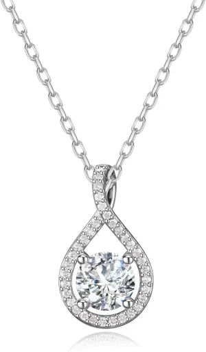 Agvana Eternal Radiance 0.43-1.25 Ct. Tw. Lab-Grown Diamond Infinity Pendant Necklace in Sterling Silver (D-E Color, VS Clarity) Fine Jewelry for Women Anniversary Birthday Gifts for Her, 16-18" Chain