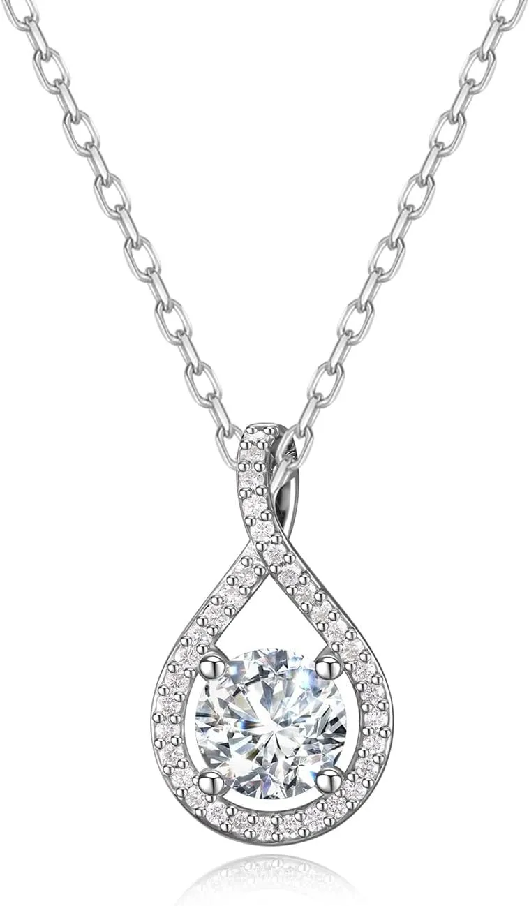 Agvana Eternal Radiance 0.43-1.25 Ct. Tw. Lab-Grown Diamond Infinity Pendant Necklace in Sterling Silver (D-E Color, VS Clarity) Fine Jewelry for Women Anniversary Birthday Gifts for Her, 16-18" Chain