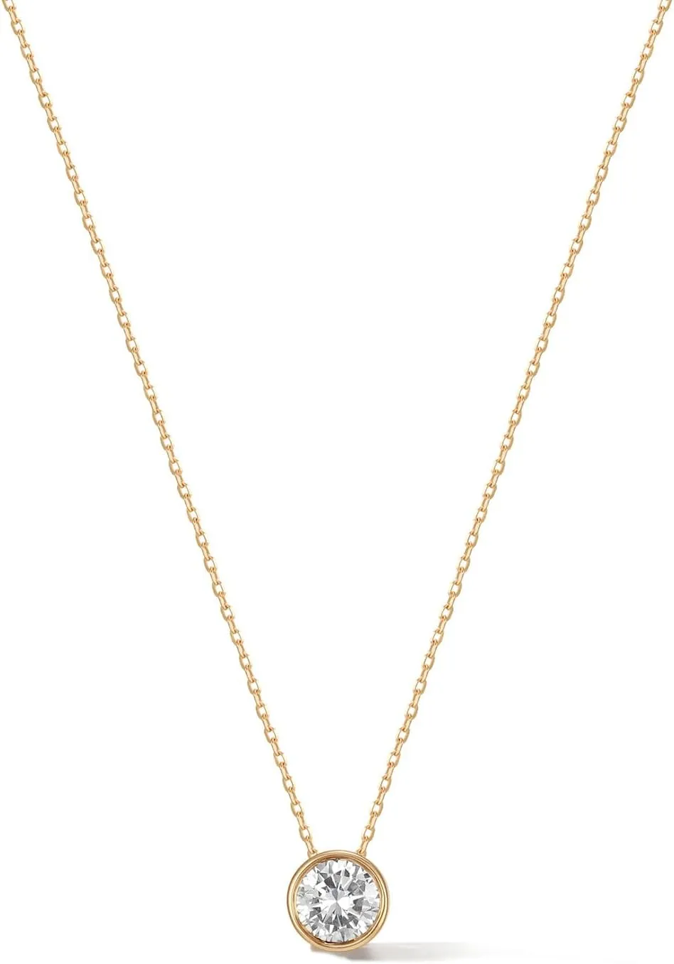 AGVANA Ray of Light 0.5 Ct Bezel Setting Round Solitaire Lab-Grown Diamond Pendant Necklace in 14K Solid Gold (D-E Color, VS Clarity) Fine Jewelry Promise Anniversary Birthday Gifts for Women