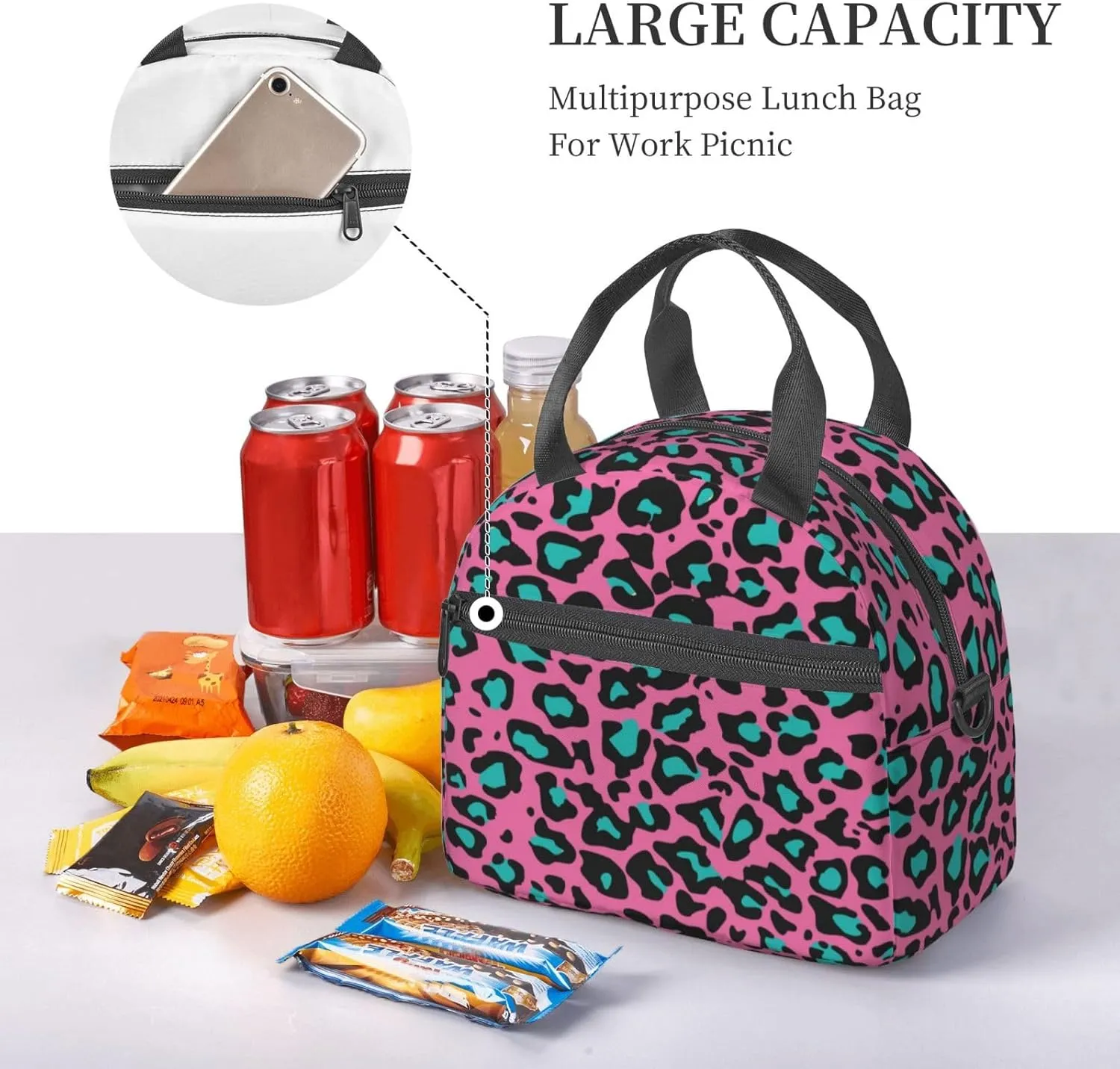 Alps,Lunch Box for Women,Landscape in The Alps with Green Meadows,Insulated Lunch Bag Women with Adjustable Shoulder Strap,Cute Lunch Tote Bag for Work,Picnic,Camping,Green