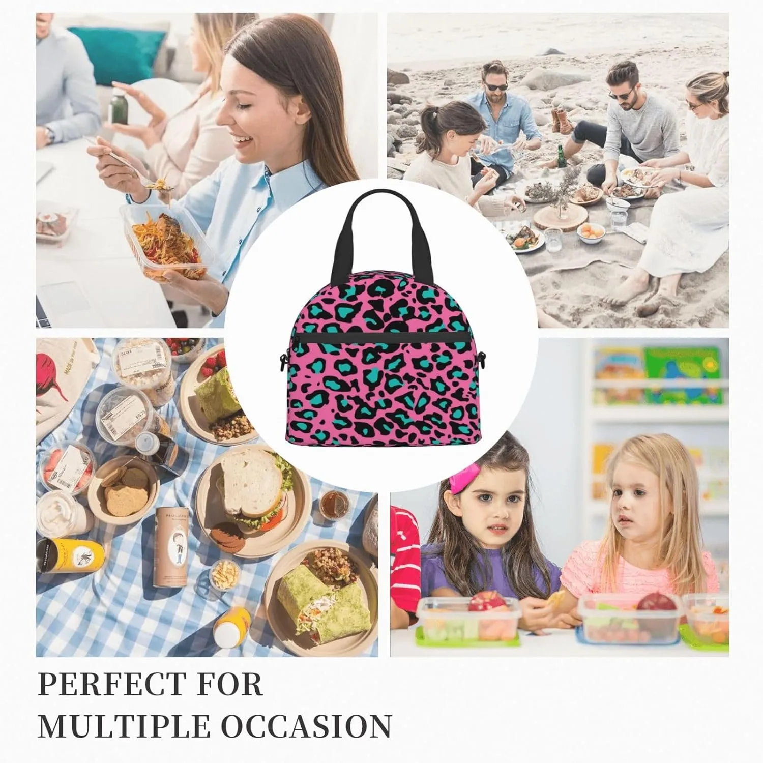 Alps,Lunch Box for Women,Landscape in The Alps with Green Meadows,Insulated Lunch Bag Women with Adjustable Shoulder Strap,Cute Lunch Tote Bag for Work,Picnic,Camping,Green