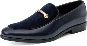 Amali Fay Velvet Men’s Slip-On Shoes with Gold Chain Ornament Dress Shoes for Men Velvet Formal Loafers for Men The Original Smoking Men Tuxedo Dress Shoes