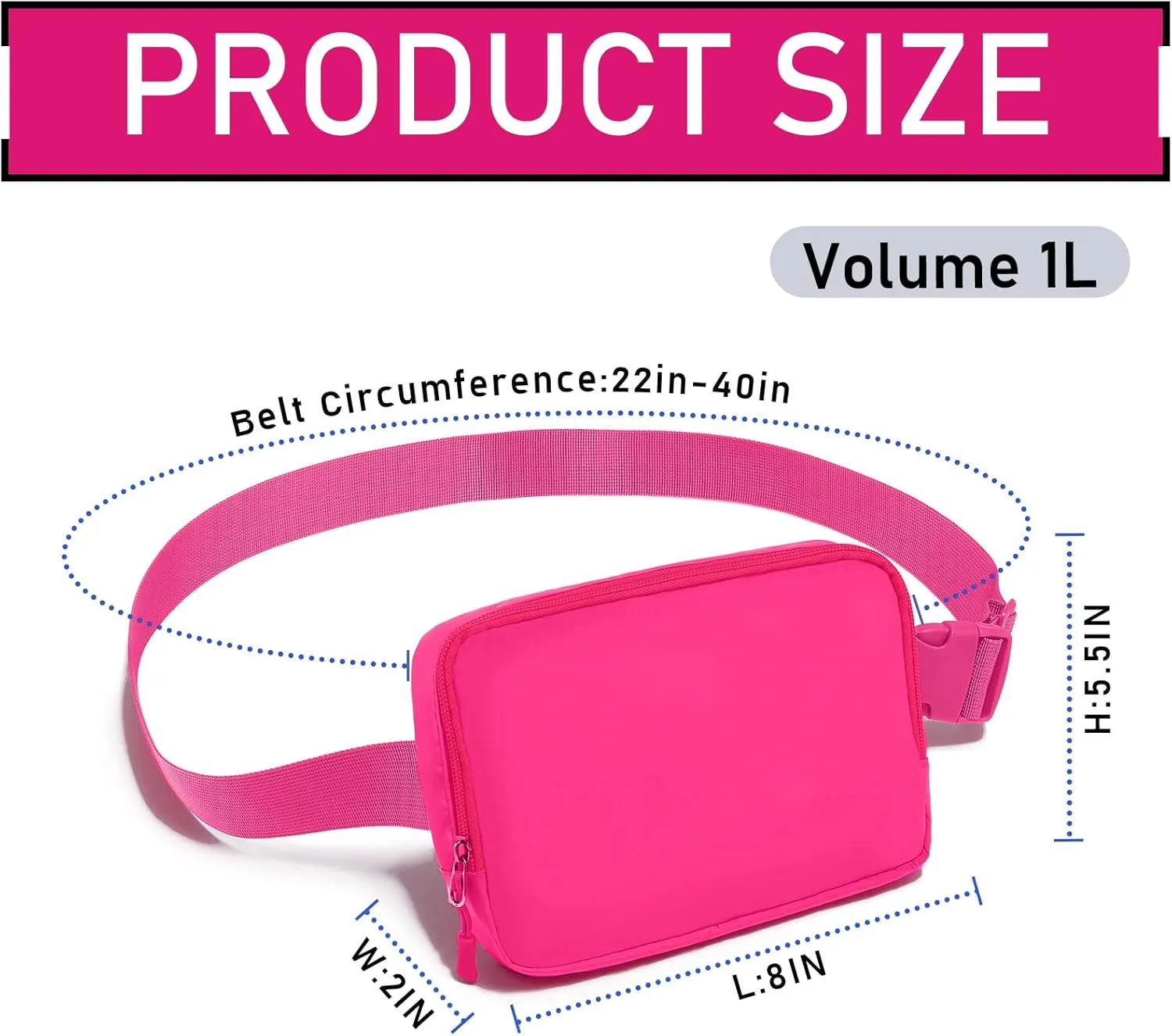 Amazerbst Belt Bag, Fanny Pack, Everywhere Belt Bag,40 Inch Adjustable Strap,Belt Bag for Women and Men,Waterproof