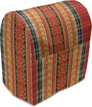 Ambesonne Ethnic Stand Mixer Cover, Peruvian Traditional Funky Pattern Mexican Folk Culture Repetition, Kitchen Appliance Organizer Bag Cover with a Pocket, 6-8 Quarts, Vermilion Teal and Orange
