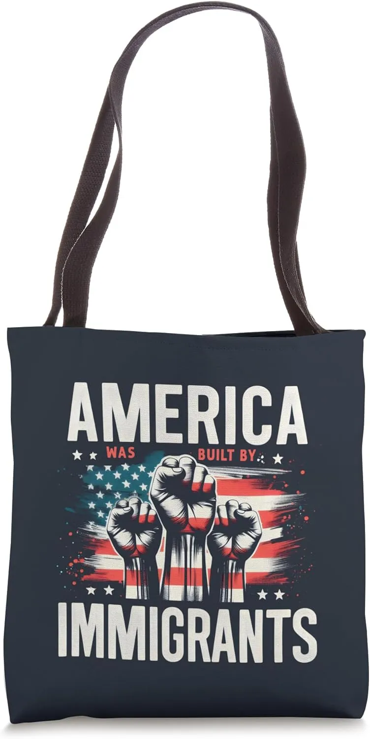 America Was Built By Immigrants Matching Support Refugee Pun Tote Bag