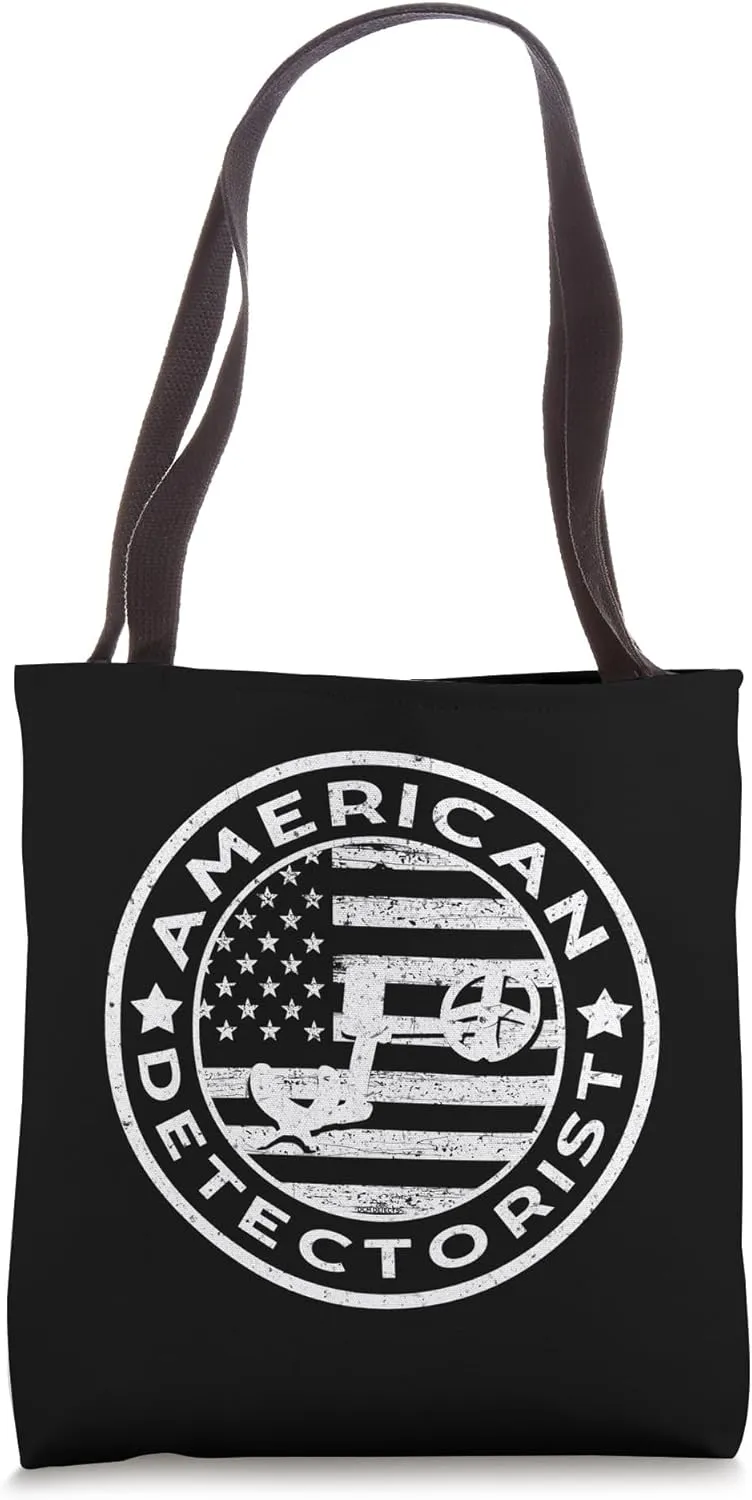 American Detectorist Vintage American Flag Metal Detecting Tote Bag