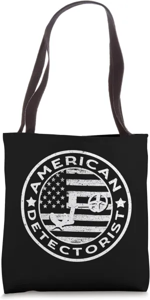 American Detectorist Vintage American Flag Metal Detecting Tote Bag