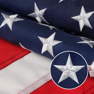 American Flag 3x5 Outdoor, 210D 3x5 Flags Outside, Heavy Duty Spun Polyester USA Flag, All Weather US Flags with Embroidered Stars Sewn Stripes Brass Grommets, Vivid Color for Outdoor Indoor (3 by 5 Foot)