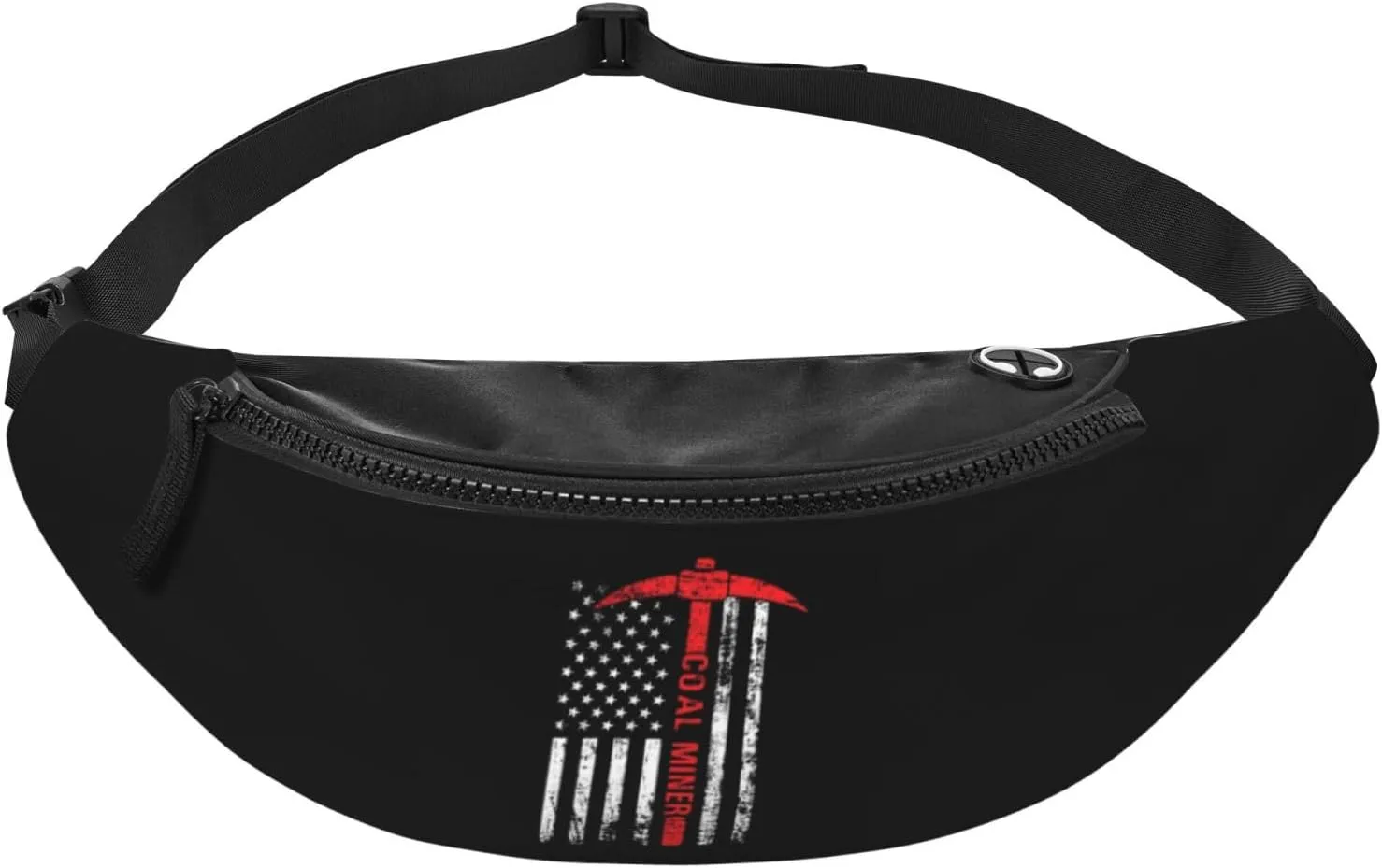 American Flag Coal Miner Unisex Leisure Waist Bag Outdoor Sports Running Waist Bag Business Travel Mobile Phone Bag