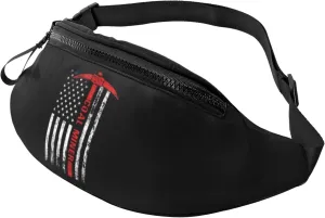 American Flag Coal Miner Unisex Leisure Waist Bag Outdoor Sports Running Waist Bag Business Travel Mobile Phone Bag