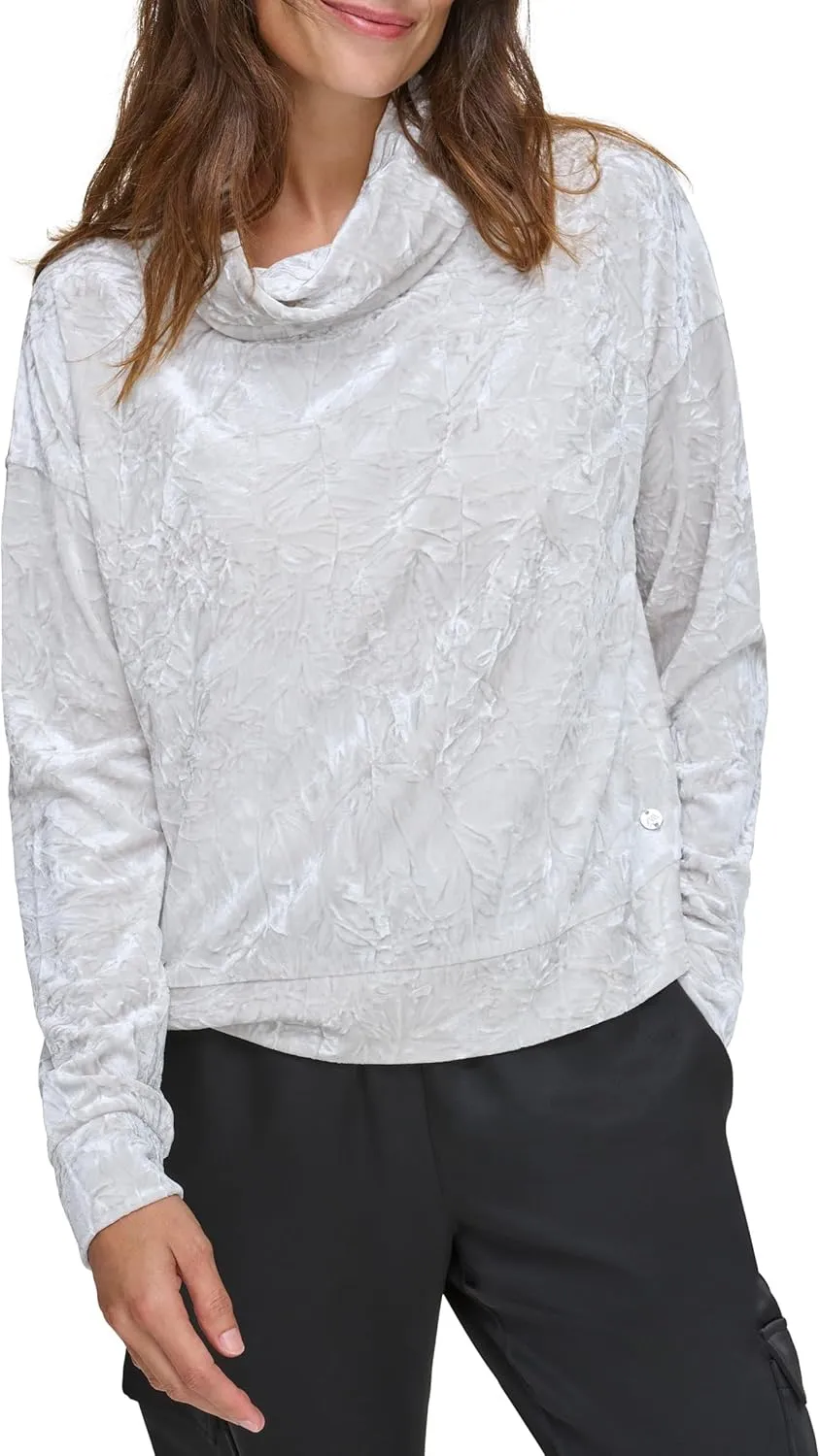Andrew Marc Women's Long Sleeve Velvet Turtleneck Top