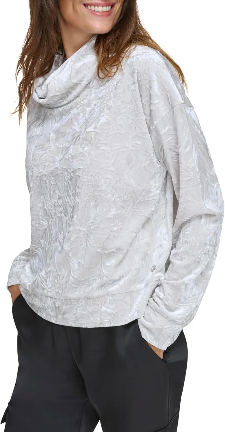 Andrew Marc Women's Long Sleeve Velvet Turtleneck Top