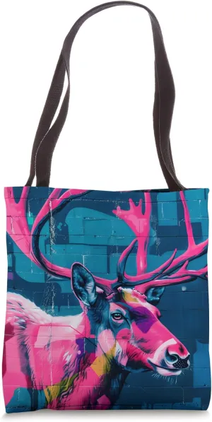 Animal Lover Graffiti Colorful Caribou Tote Bag