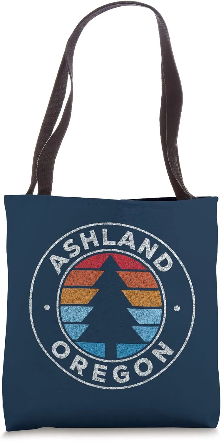 Ashland Oregon OR Vintage Graphic Retro 70s Navy Tote Bag