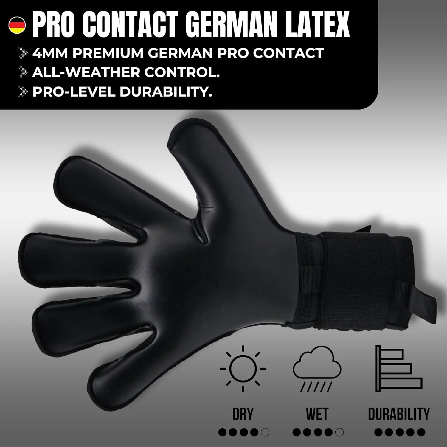ASPRO Blackout Best Soccer Goalie Gloves | Professional Goalkeeper Gloves | Hybrid Roll Negative Cut | German Pro Contact Latex Palm | All-Weather Grip | Embossed Backhand | Wrist Support