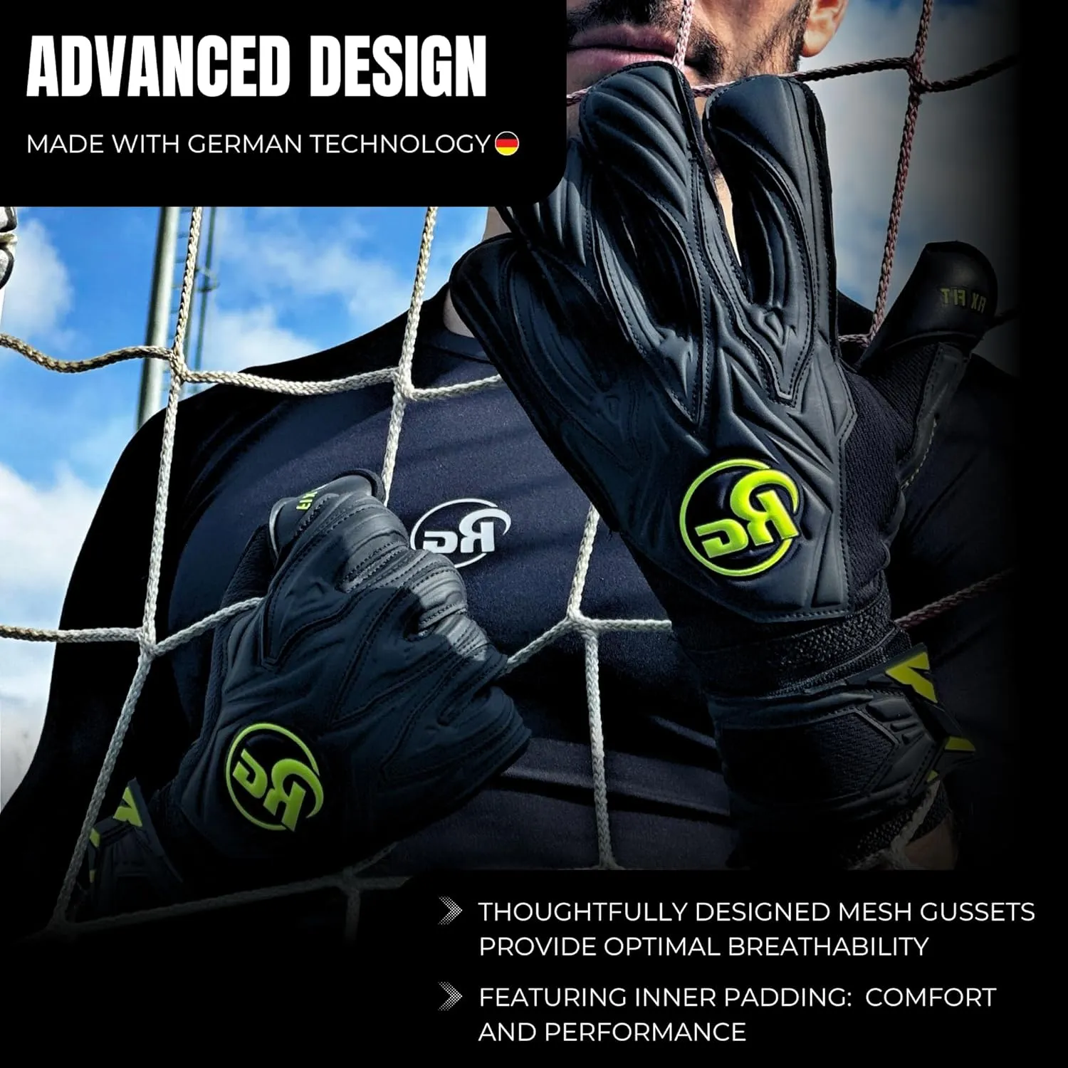 ASPRO Blackout Best Soccer Goalie Gloves | Professional Goalkeeper Gloves | Hybrid Roll Negative Cut | German Pro Contact Latex Palm | All-Weather Grip | Embossed Backhand | Wrist Support
