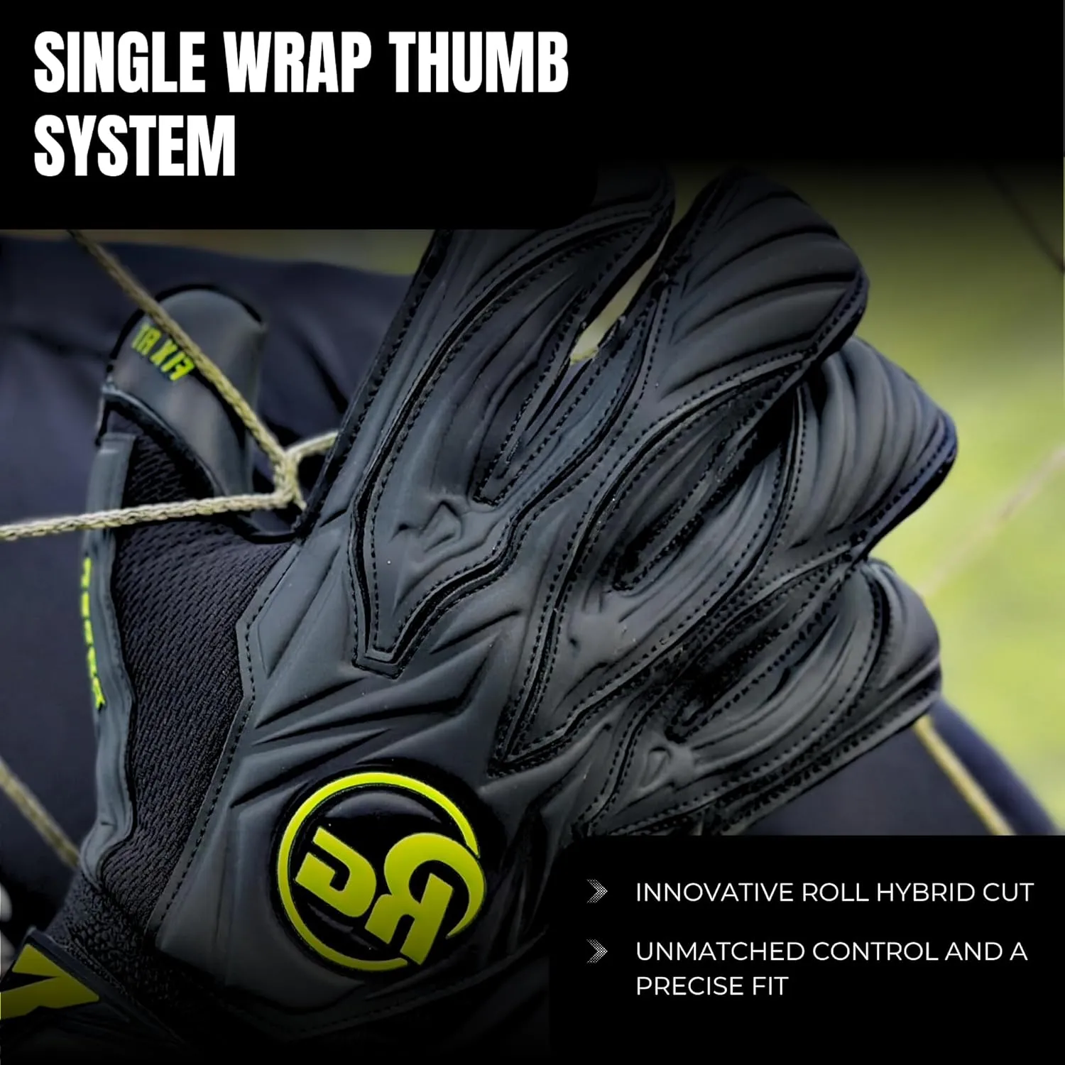 ASPRO Blackout Best Soccer Goalie Gloves | Professional Goalkeeper Gloves | Hybrid Roll Negative Cut | German Pro Contact Latex Palm | All-Weather Grip | Embossed Backhand | Wrist Support