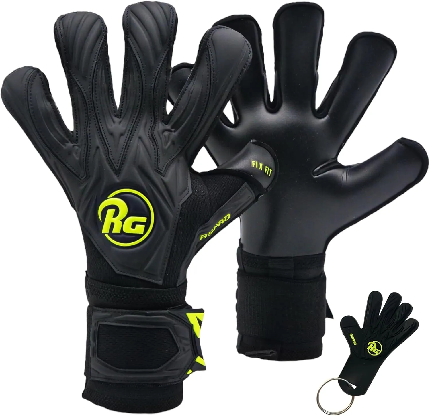 ASPRO Blackout Best Soccer Goalie Gloves | Professional Goalkeeper Gloves | Hybrid Roll Negative Cut | German Pro Contact Latex Palm | All-Weather Grip | Embossed Backhand | Wrist Support