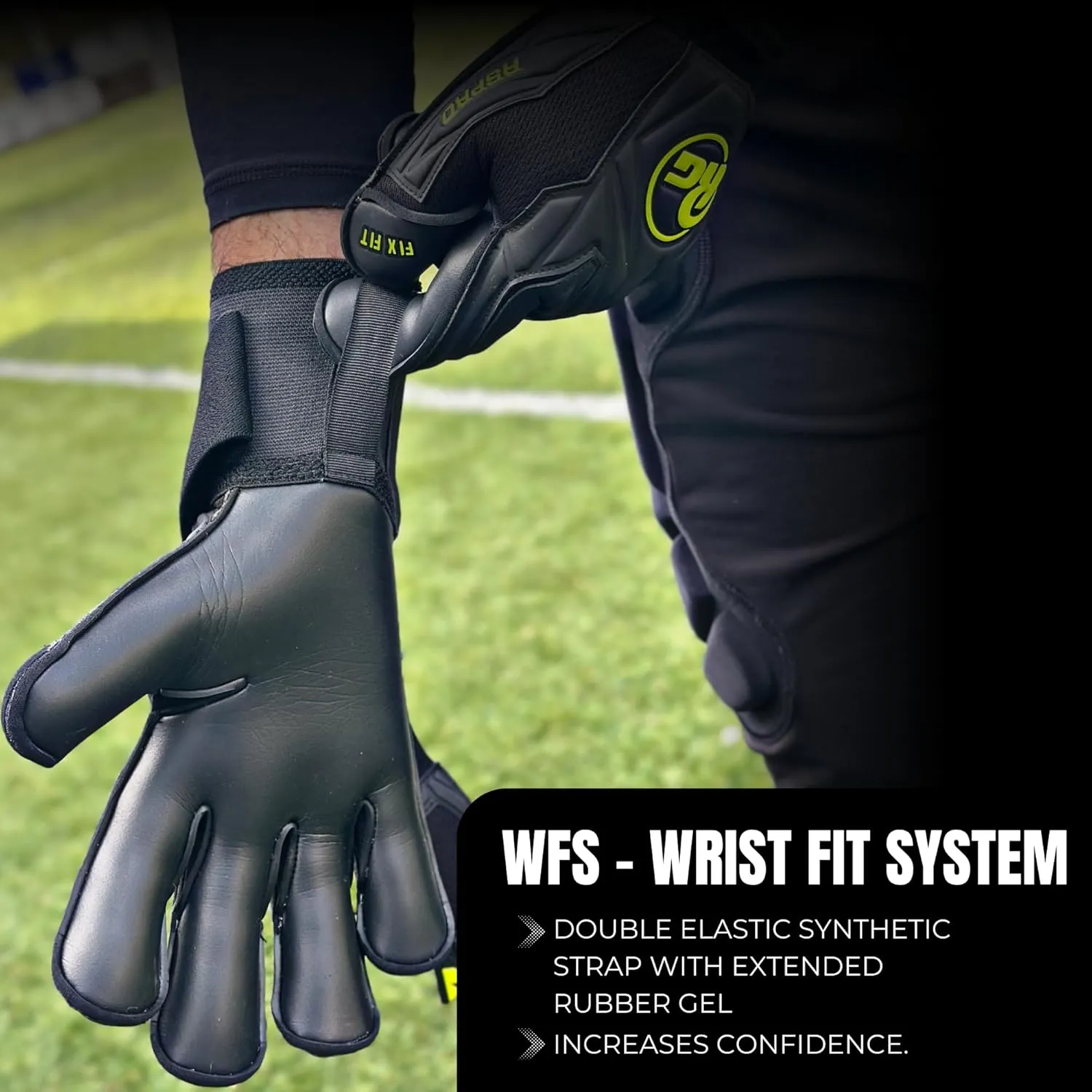 ASPRO Blackout Best Soccer Goalie Gloves | Professional Goalkeeper Gloves | Hybrid Roll Negative Cut | German Pro Contact Latex Palm | All-Weather Grip | Embossed Backhand | Wrist Support