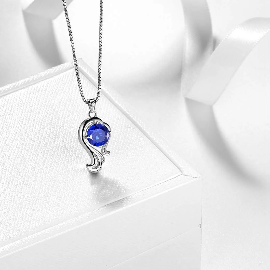 Aurora Tears Zodiac Constellation Necklaces Women 925 Sterling Silver Crystal Birthstone Pendant Cubic Zirconia Birth Jewelry Charm Dating Jewelry