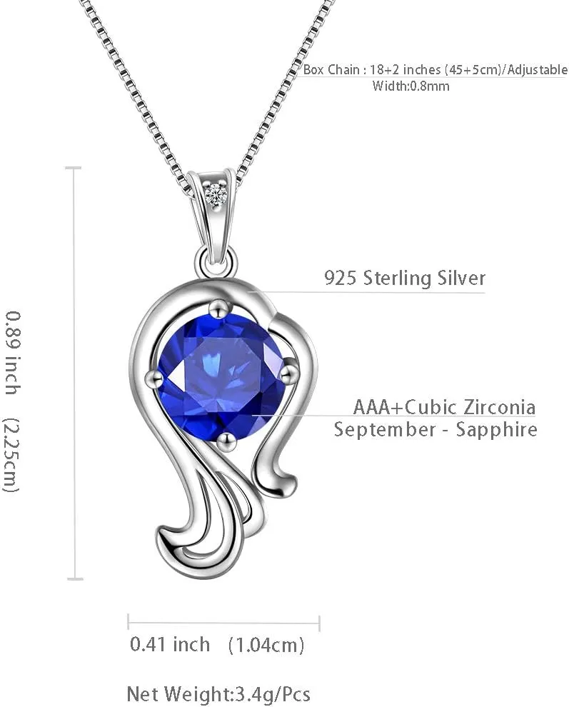 Aurora Tears Zodiac Constellation Necklaces Women 925 Sterling Silver Crystal Birthstone Pendant Cubic Zirconia Birth Jewelry Charm Dating Jewelry