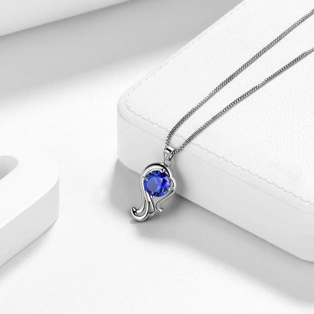 Aurora Tears Zodiac Constellation Necklaces Women 925 Sterling Silver Crystal Birthstone Pendant Cubic Zirconia Birth Jewelry Charm Dating Jewelry