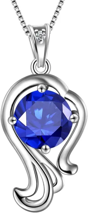 Aurora Tears Zodiac Constellation Necklaces Women 925 Sterling Silver Crystal Birthstone Pendant Cubic Zirconia Birth Jewelry Charm Dating Jewelry