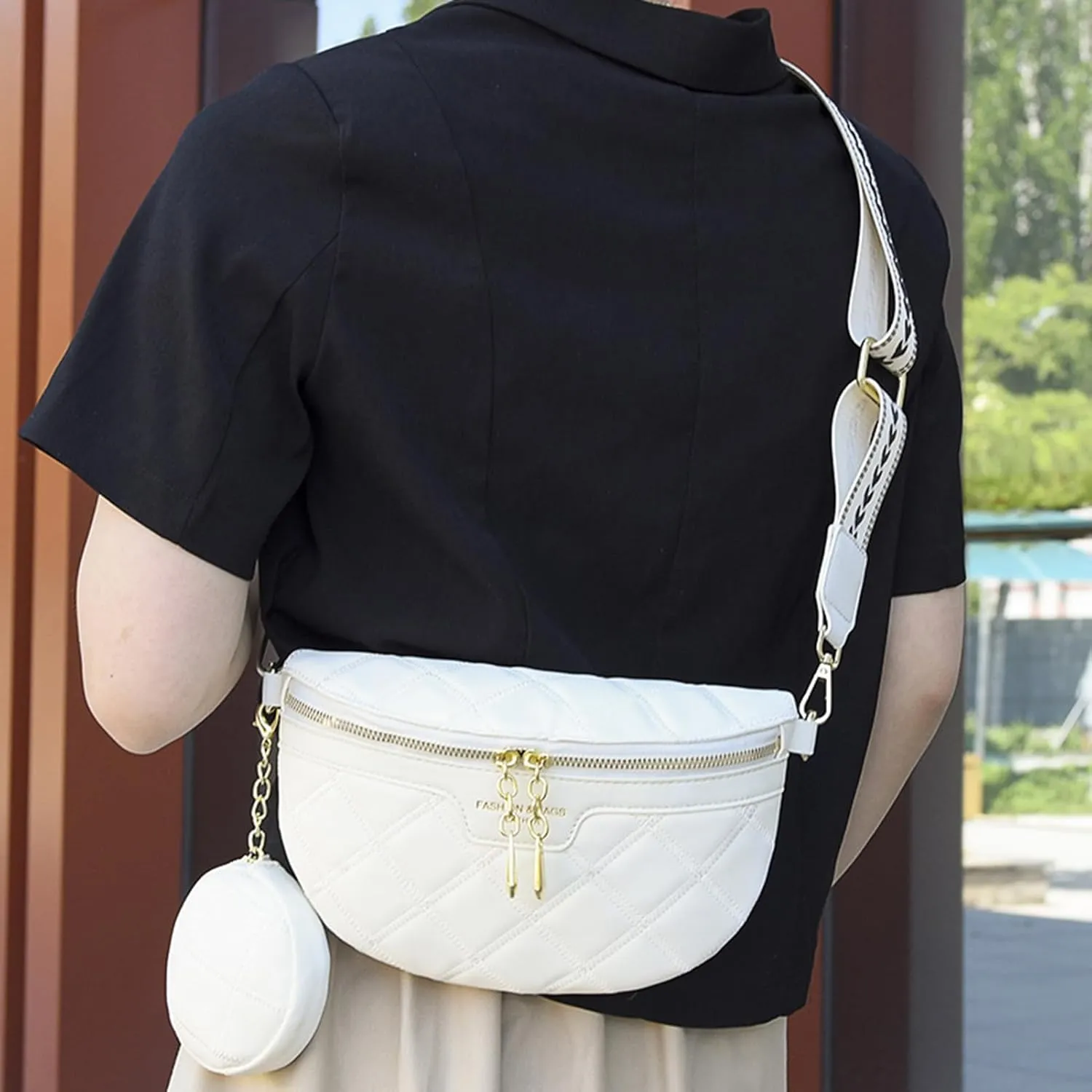 Ausion Leather Fanny Pack for Women Fashionable Belt Bag Waterproof Bip Bum Bags for Running Hiking Fits All Phones
