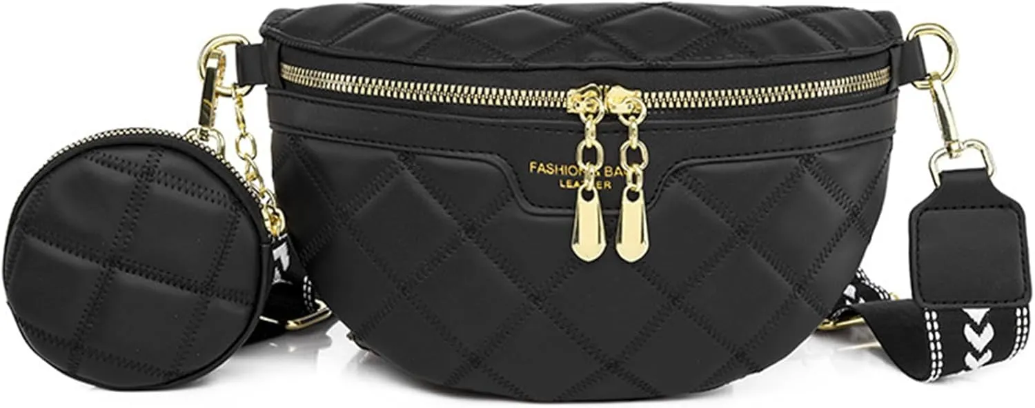 Ausion Leather Fanny Pack for Women Fashionable Belt Bag Waterproof Bip Bum Bags for Running Hiking Fits All Phones