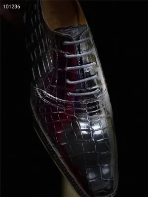 Authentic Crocodile Belly Skin Handmade Businessmen Dress Oxfords Genuine Alligator Leather Square Toe Male Lace-up Formal Shoes