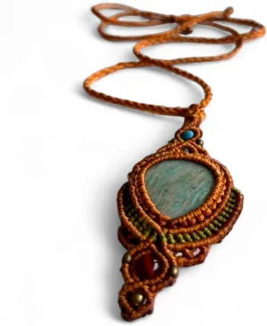 AYANA Amazonite Handmade Macrame Necklace for Women | Adjustable Healing Crystal Pendant | Eco-Friendly, Handcrafted Macramé Jewelry with Ethically Sourced Gemstones | Women's Tribal Bohemian Jewelry